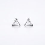 Geometric Silver Triangle Stud Earrings
