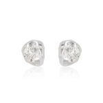 Organic Silver Stud Earrings with Crystal Accent in S925 Sterling Silver