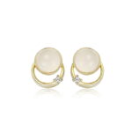 Aura White Stone Stud Earrings with Gold Detail