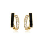 Noir Arc Gold Hoop Earrings with Crystal Detail