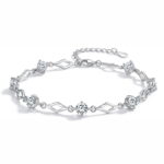 Silver Zircon Geometric Link Bracelet