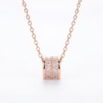Rose Gold Baguette Cylinder Pendant Necklace