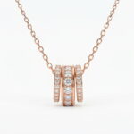 Rose Gold Triple Ring Pendant Necklace