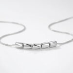 Geometric Arc Silver Bead Necklace