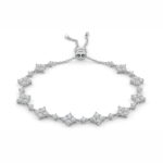 Adjustable Sterling Silver Geometric Diamond Bracelet