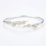 Minimal Sterling Silver Floral Cuff Bracelet