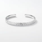 Minimal Textured Silver Cuff Bracelet – Ice Finish Design